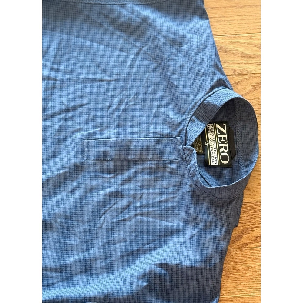 Zero Restriction Men's 1/4 Snap Pullover Golf Jacket Blue Plaid USA Made Large